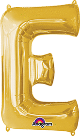 Gold Letter "E" Shaped Mylar Supershape Balloon 34 Inch